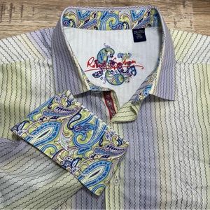 Robert Graham Men's Classic Embroidered Paisley Flip Cuff Long Sleeve Shirt